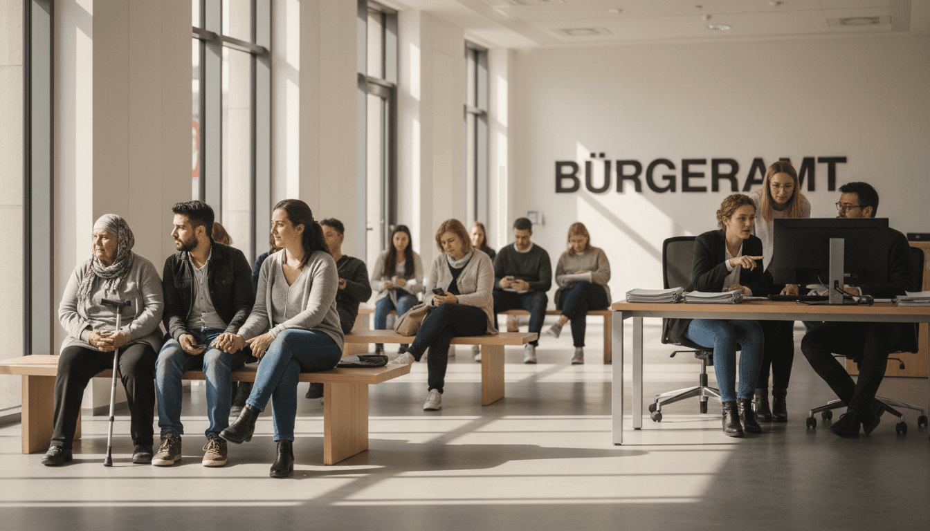 Personas esperando una consulta de extranjería en una oficina de Madrid