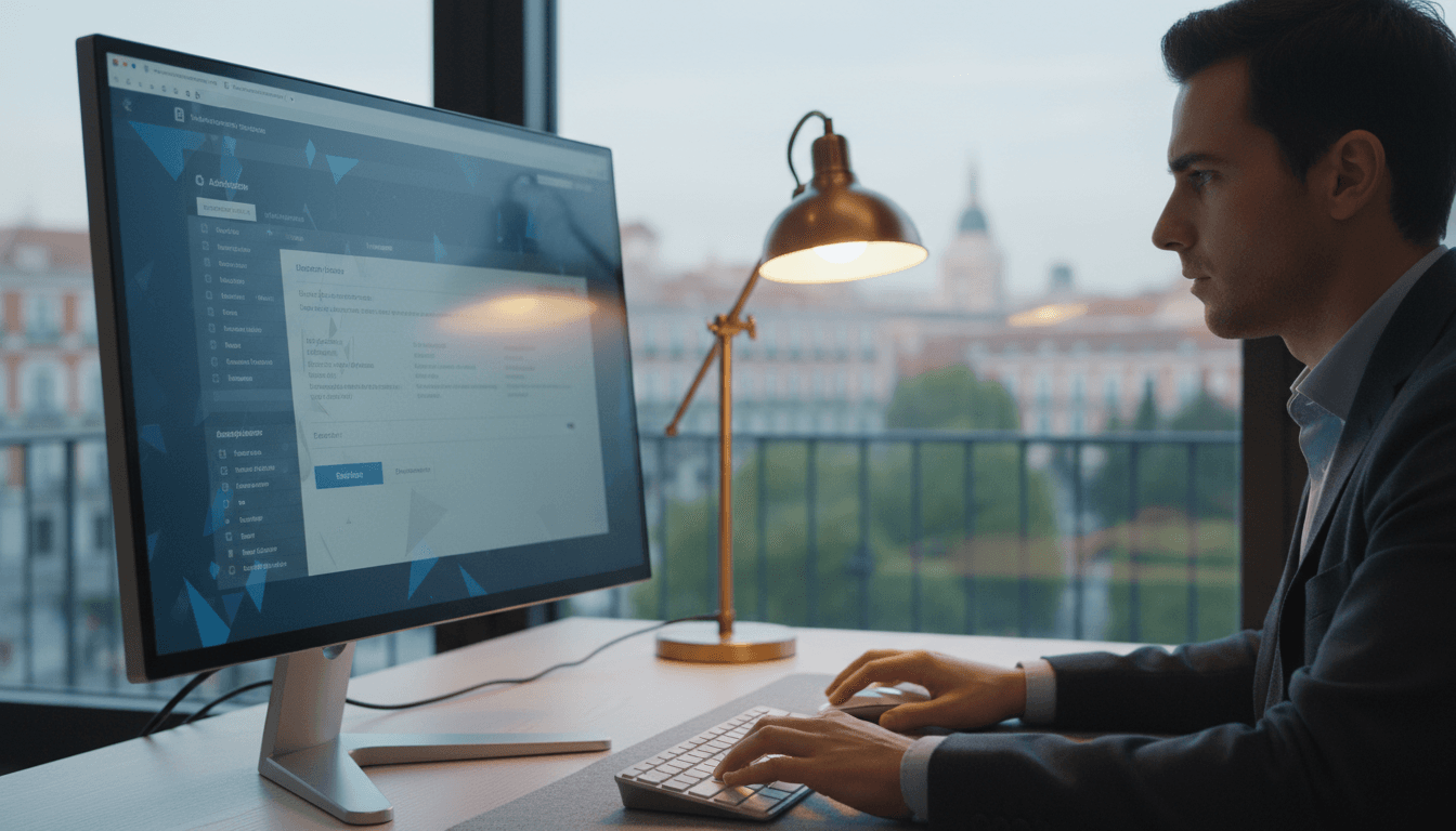 Asesor experto navegando plataforma de Sede Electrónica gubernamental