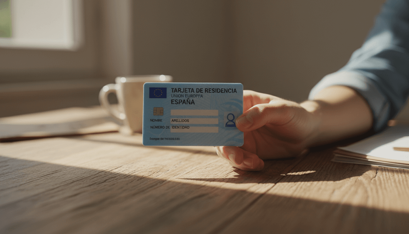 Persona sosteniendo tarjeta TIE